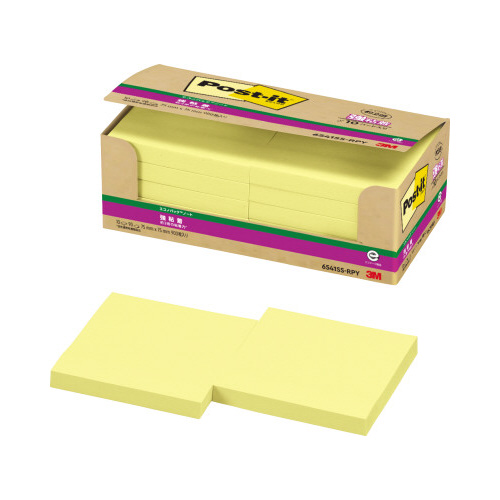 ポストイット強粘着７５×７５　パステル　黄１０冊