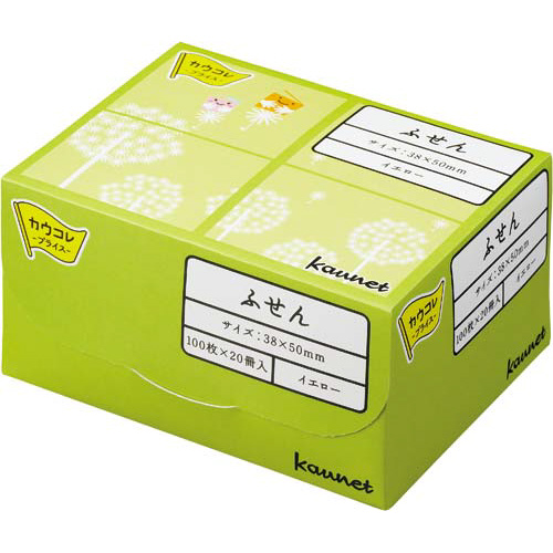 カウネットふせん　３８×５０　イエロー　６０冊