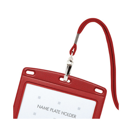 吊り下げ名札　レザー調　ヨコ名刺　赤