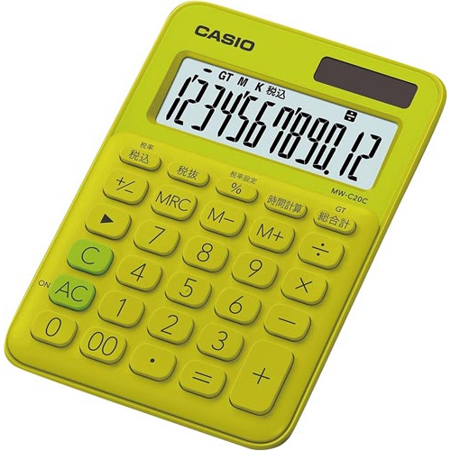 カラフル電卓ＭＷ－Ｃ２０Ｃ－ＹＧ　イエローグリーン