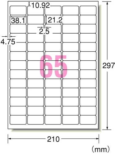 光沢紙ラベル　ＩＪＰ　Ａ４　６５面　１０枚