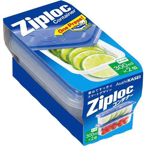 ジップロックコンテナー長方形　３００ｍｌ　２個×６