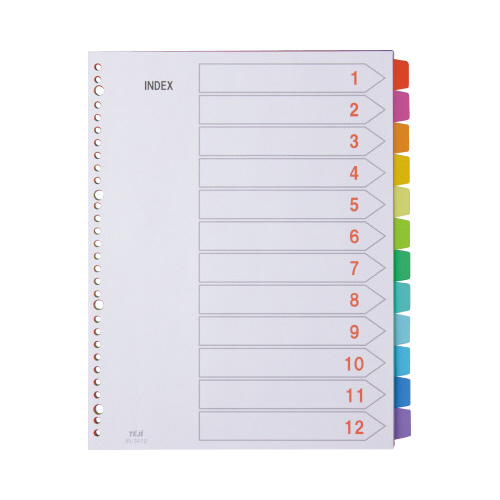カラーインデックスＰＰ　Ａ４縦３０穴１２山　５組