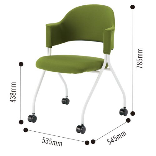 フランチェアクロスタイプ白脚背座グリーン２脚セット