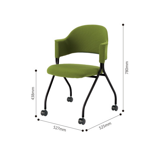 フランチェアクロスタイプ黒脚背座グリーン２脚セット