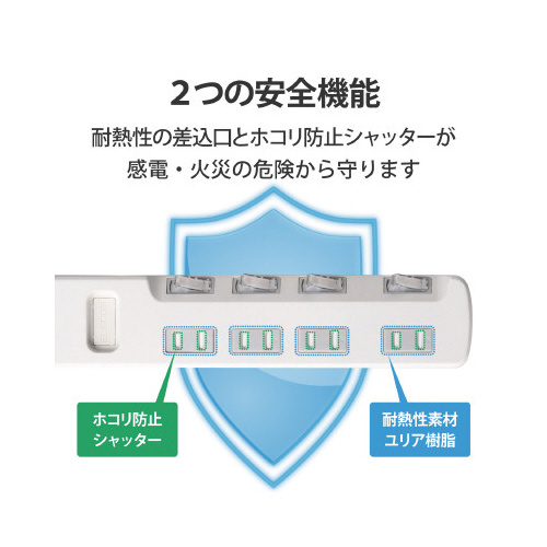省エネタップ　個別スイッチ　４個口　２ｍ