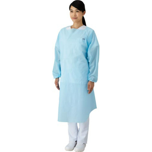 袖付ポリエチレンエプロン　ブルー　１０枚入