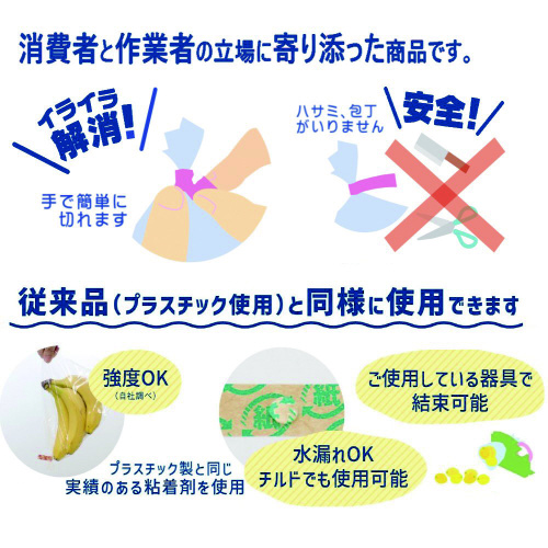 バッグシーリングテープ　紙　紙マーク赤／クラフト