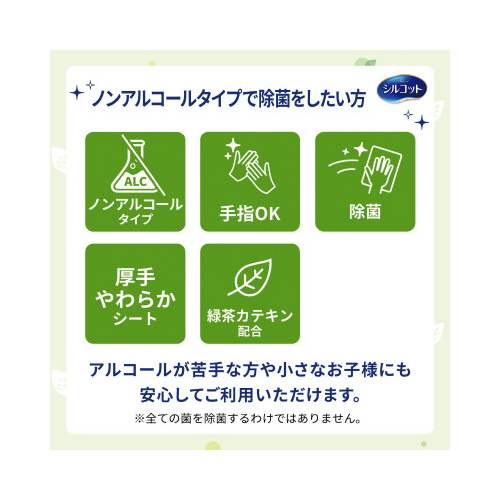 シルコット除菌ウェットノンアルコール詰替４３枚×８