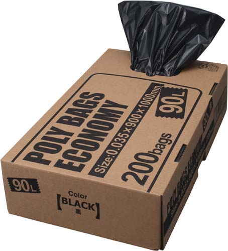 ポリバツグエコノミーＢＯＸ　低　９０Ｌ黒２００枚