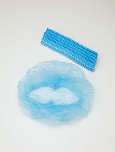 不織布使い捨てヘアキャップ　ブルー　１００枚入