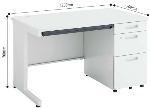 ピクサ２Ｄ７００片袖机Ｗ１２００　スノーホワイト