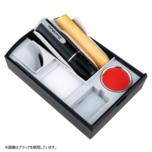 朱肉＋印マット付き印鑑ケース　シクオス　デュオ　白