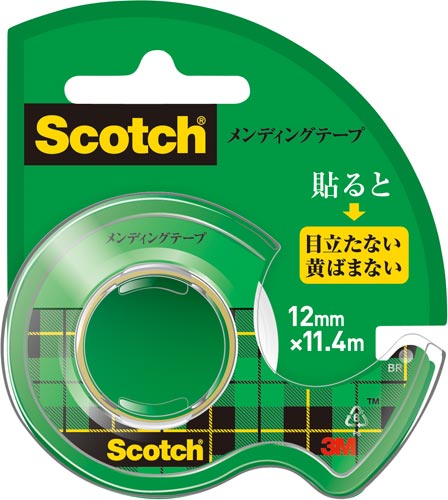 メンディングテープ　小巻カッター付　幅１２ｍｍ×５