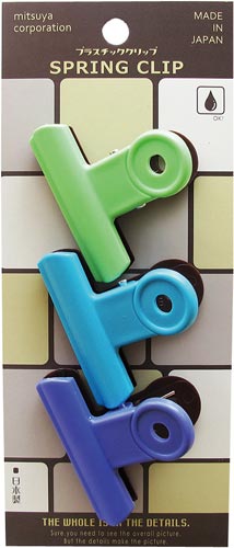 プラ目玉クリップ　緑青紫　３個入
