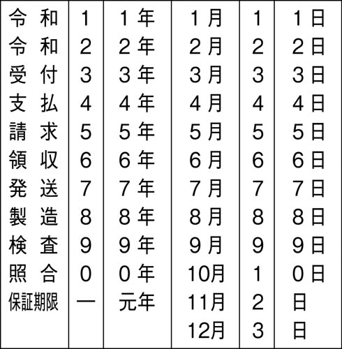エルゴグリップ回転ゴム印　和文日付ヨコ５号ゴシック