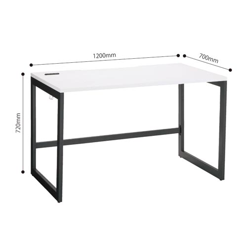 リスムデスクＤ７００Ｗ１２００　黒脚　ホワイト