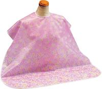 肩までおおえる食事エプロン　花柄ピンク　１枚