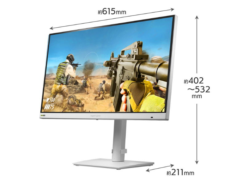 ゲーミング液晶ディスプレイ 27型/2560×1440/HDMI(HDCP 2.3)×2、DisplayPort(HDCP 2.3)×1/ホワイト/スピーカー：あり/WQHD対応27型ゲーミングモニター/5年保証/320Hz