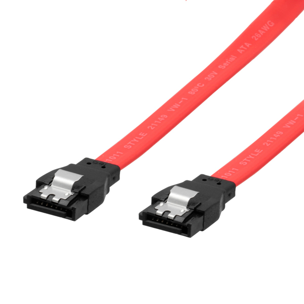 シリアルATA3.0ケーブル ストレート - ストレートコネクター ラッチ付き 100cm レッド