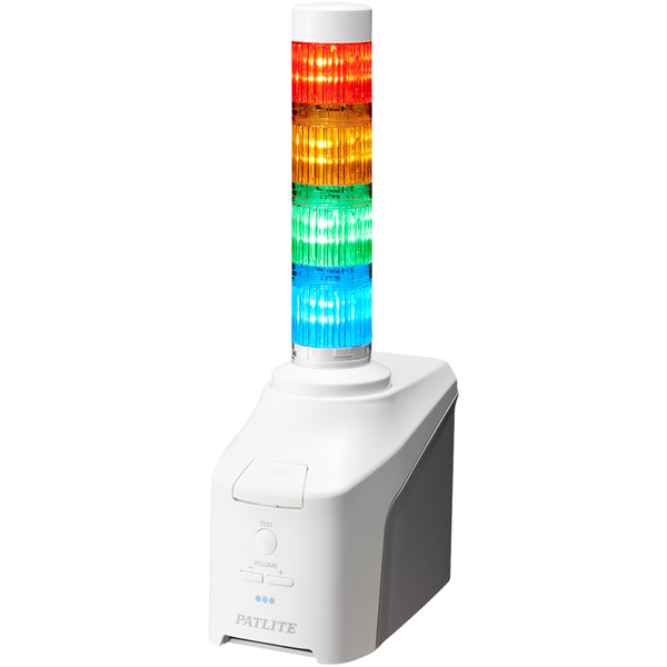 音声対応ネットワーク制御信号灯 直径40mm/4段/赤黄緑青/デジタルIO搭載モデル/ACアダプタ付属