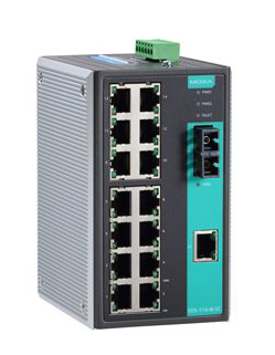 アンマネージドスイッチ、15ポートxRJ45 1xマルチ/シングルSC