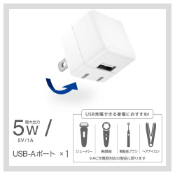 ＵＳＢ充電器　コンセント　５Ｗ　小型　ホワイト
