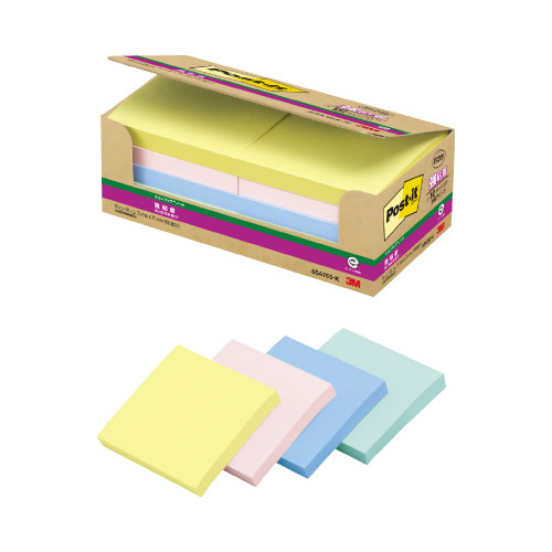 ポストイット強粘着７５×７５　パステル混色１０冊