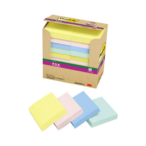 ポストイット強粘着５０×５０　パステル混色２０冊