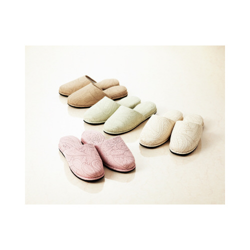 ペイズリー調スリッパ　ブラウン