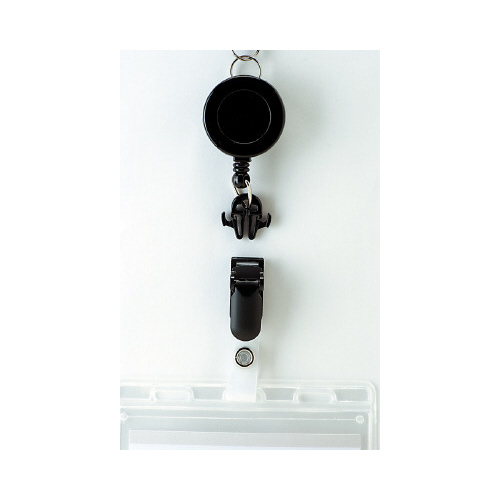 リール式吊下げ名札　ソフトケース　黒　１０個