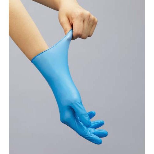衛生的に取り出せるニトリル手袋　ブルーＬ１００枚