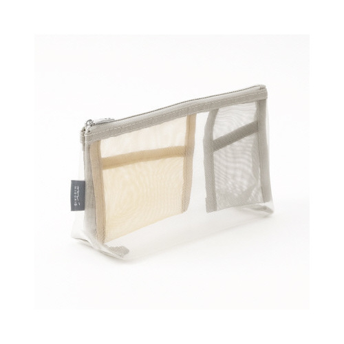 ペン＆ツールポーチ　メッシュ　マチ付　グレー