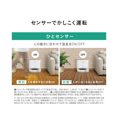 ナノイーＸ搭載　加湿付きセラミックファンヒーター