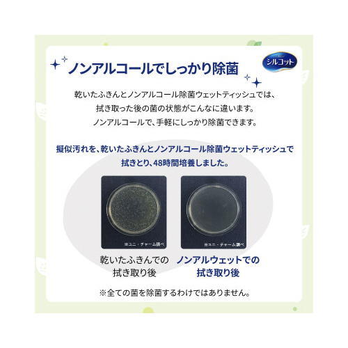 シルコット除菌ウェットノンアルコール詰替４３枚×８