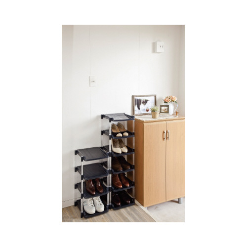 クリアシューズラック　シングル１０段　クリアグレー