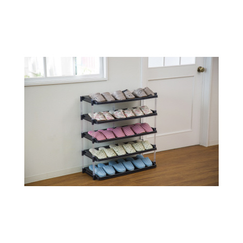 クリアシューズラック　トリプル５段　クリアグレー