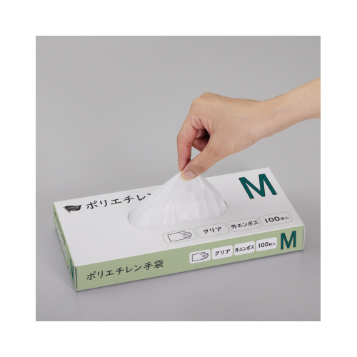 ポリエチレン手袋外エンボス　Ｌクリア１００枚×５