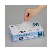 プラスチック手袋　薄手　粉無　Ｍ　１００枚