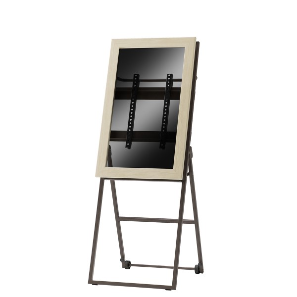 木製デジタルサイネージスタンド シュバレット CVL11 ホワイトウッド色 背面収納スペース付 キャスター付 ディスプレイ取付金具付 ディスプレイ推奨サイズ 32型