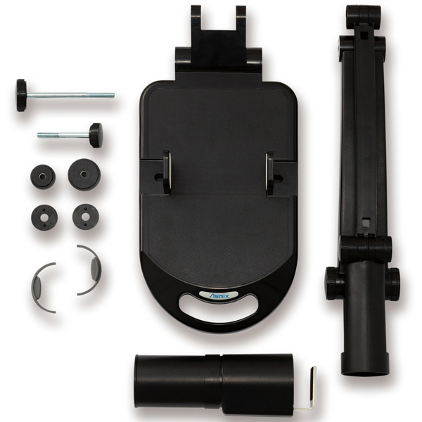 テレホンスタンドフレックス ハイタイプ ブラック 背面取り付け簡単 適応電話機幅130～220mm、質量1kgまで ベース回転360° クランプ取付幅60～20mm