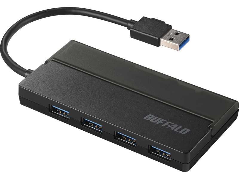 USB3.0 バスパワーハブ 4ポート ケーブル収納 ブラック