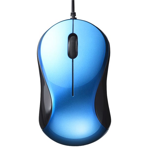 有線 BlueLED光学式マウス 静音/3ボタン ブルー