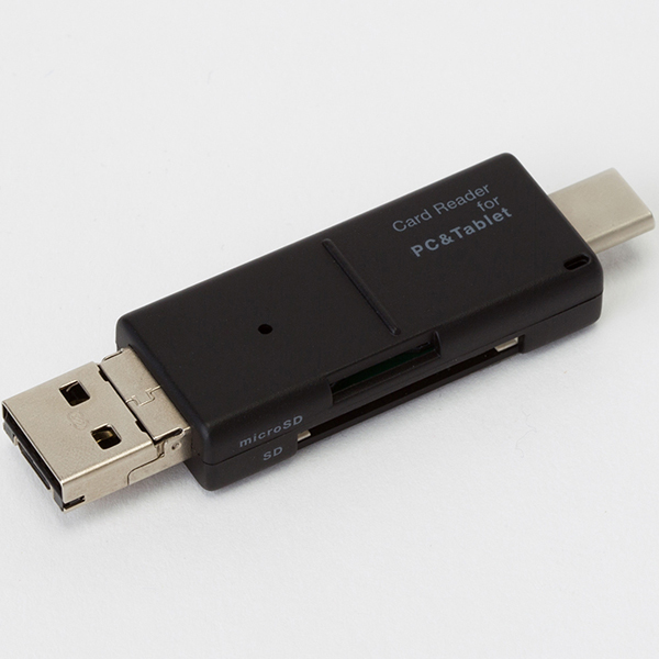 SDカードリーダー Type-C/Micro USB/USB接続 ブラック