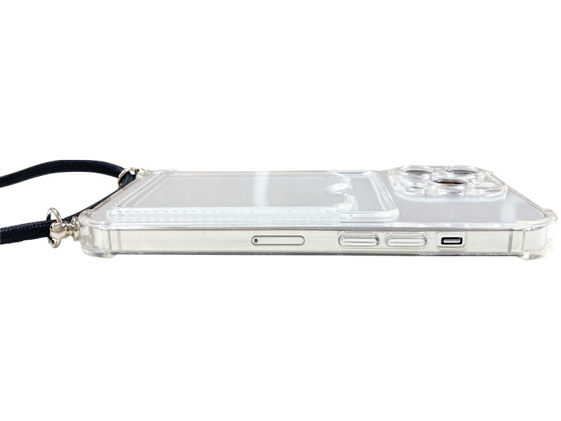 iPhone 13 Pro対応 クリアケース/ロングストラップ/カードポケット付