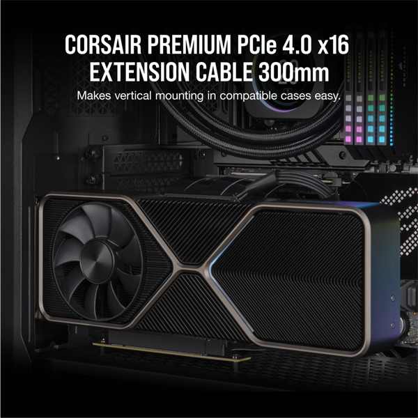 ライザーケーブル CORSAIR Premium PCIe 4.0 x16 Extension Cable 300mm