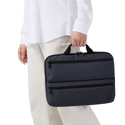 パソコンケース/リサイクル素材/横型/取っ手付き/ショルダーベルト付き/手提げ/撥水/14.0インチ/ネイビー