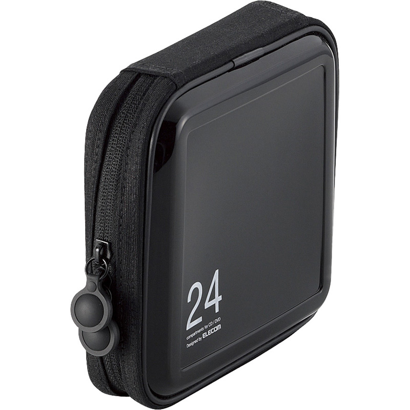 CD/DVDケース/セミハード/ファスナー付/24枚入/ブラック