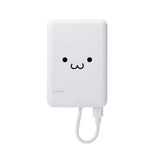 モバイルバッテリー/リチウムイオン電池/5000mAh/12W/USB-C/USB-Cケーブル一体/しろちゃん