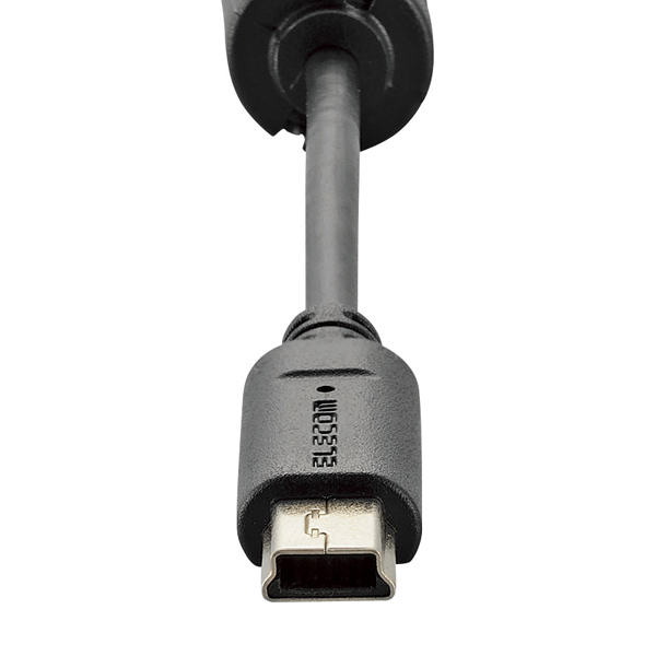 デジカメ用USBケーブル/miniB/フェライトコア/0.5m/ブラック